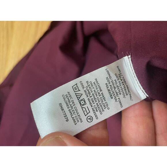 Ann Taylor Women's Dress Fit & Flare Jacquard Flutter Sleeve 18 Maroon Floral - Picture 7 of 11